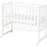 Roba Stuben- und Beistellbett safe asleep® 3 in 1-45 x 90 cm - Höhenverstellbar - Matratze für alle Elternbetthöhen, Holz weiß