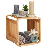 Relaxdays Bambus Regal, mit Ablagen, quadratisch, HBT: 33x33x33 cm, natur