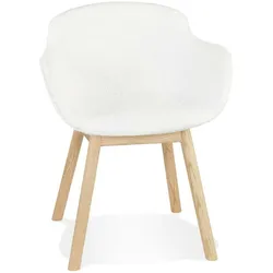 Kadima Design Luxus-Armlehnstuhl Exklusiv | Weißer Bouclé-Stoff & Eichenholz | Elegantes Design für Hotels & Business | Kerano Kollektion