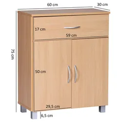 Finebuy Sideboard 60x75x30cm Moderne Kommoden Schrank Kleine Holz Anrichte