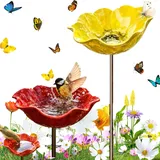 Blumen Gartenstecker VogelträNke, 2026 Neu Bienen TräNke Blume, 2/3 Stück VogelträNke Metall Futterstation Vögel Gartenstecker, Bienentränken Blume für Den Garten (2 Stück-D)