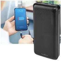 Nedis Powerbank 20000 mAh 2x 3.0 A Anzahl der Ausgänge: 2 Ausgangsanschluss: 1x USB-A / 1x U... (20000 mAh, 74 Wh), Powerbank, Schwarz