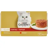 Purina Gourmet Gold Feuchtfutter für Katzen, Fleisch mit Huhn und Rind, 4 x 85 g