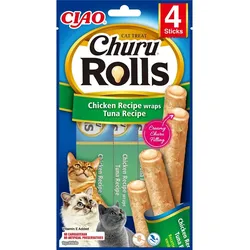 INABA Churu Rolls Chicken 4x10g Wrap mit Huhn und Thunfisch für Katzen