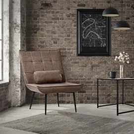 ML-Design Relaxsessel Kunstleder 97 x 100 x 79 cm Braun mit Rückenkissen