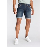 bruno banani Jeansshorts, (Set, 2 tlg mit Band), bequemer Sitz, gerade Beinform, mit praktischen Taschen, Gr. 32 - N-Gr, dark blue, , 85082823-32 N-Gr