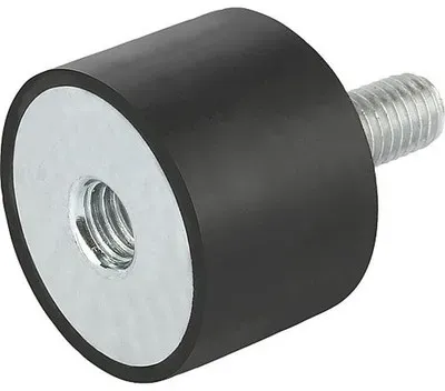 GUMMIPUFFER TYP B INNEN- UND AUSSENGEWINDE, M12 M12X37, D=75, H=40, STAHL, KOMP:ELAST. NATURKAUTSCHUK SHORE