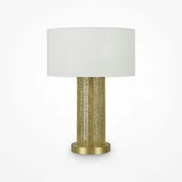 Licht-Erlebnisse Tischleuchte Weiß Gold 47 cm hoch E27 aus