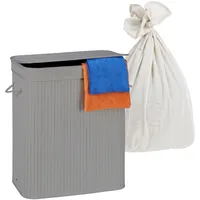 Relaxdays Wäschekorb mit 2 Fächern grau