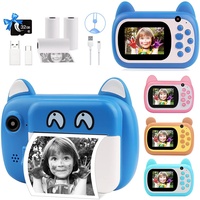 Sofortbildkamera für Kinder, 6,1 cm LCD-Bildschirm Kinder Druckkamera,Digitalkamera für Kinder mit 6-fachem Zoom,24 M Pixeln Dual-Objektiv & 1080P Videorekorder, Geschenk für Jungen und Mädchen (blue)