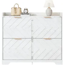 Okwish Schuhschrank 105 x 90 x 24 cm 4 Klappfächer / weiß hochglänzend