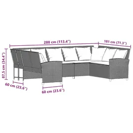 vidaXL Gartensofa mit Kissen Braun Poly Rattan