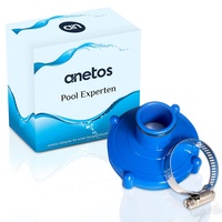 anetos® - Poolsauger Adapter für Intex (80mm auf 32mm) für Saugschlauch mit Edelstahl Schlauchschelle - Bodensauger Adapter für Intex und Bestway (80mm auf 32mm)