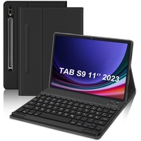 IVEOPPE Tastatur Samsung Tab S9 FE 10.9"/Tab S9 11", Tastatur Hülle für Galaxy Tab S9/S9FE Magnetisch Abnehmbarer Tastatur Tab S9 mit QWERTZ Layout Pencil Halter, Schwarz