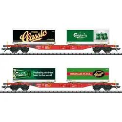 TRIX 24509 H0 Containertragwagen-Set Carlsberg und Tuborg Bauart Sgns, DB, Ep. VI