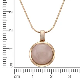 ZEEme Kette mit Anhänger 925 Sterling Silber rosé-vergoldet mit echtem Rosenquarz 12mm rot