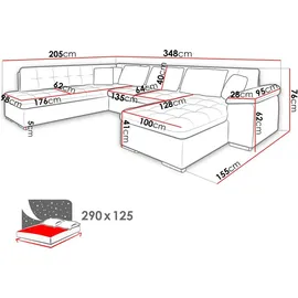 Mirjan24 Ecksofa Niko Bis Cord, Polsterecke mit Bettkasten und Schlaffunktion, Sofa, Polstergarnitur (Farbe: Poso 110, Seite: Links) - Grau