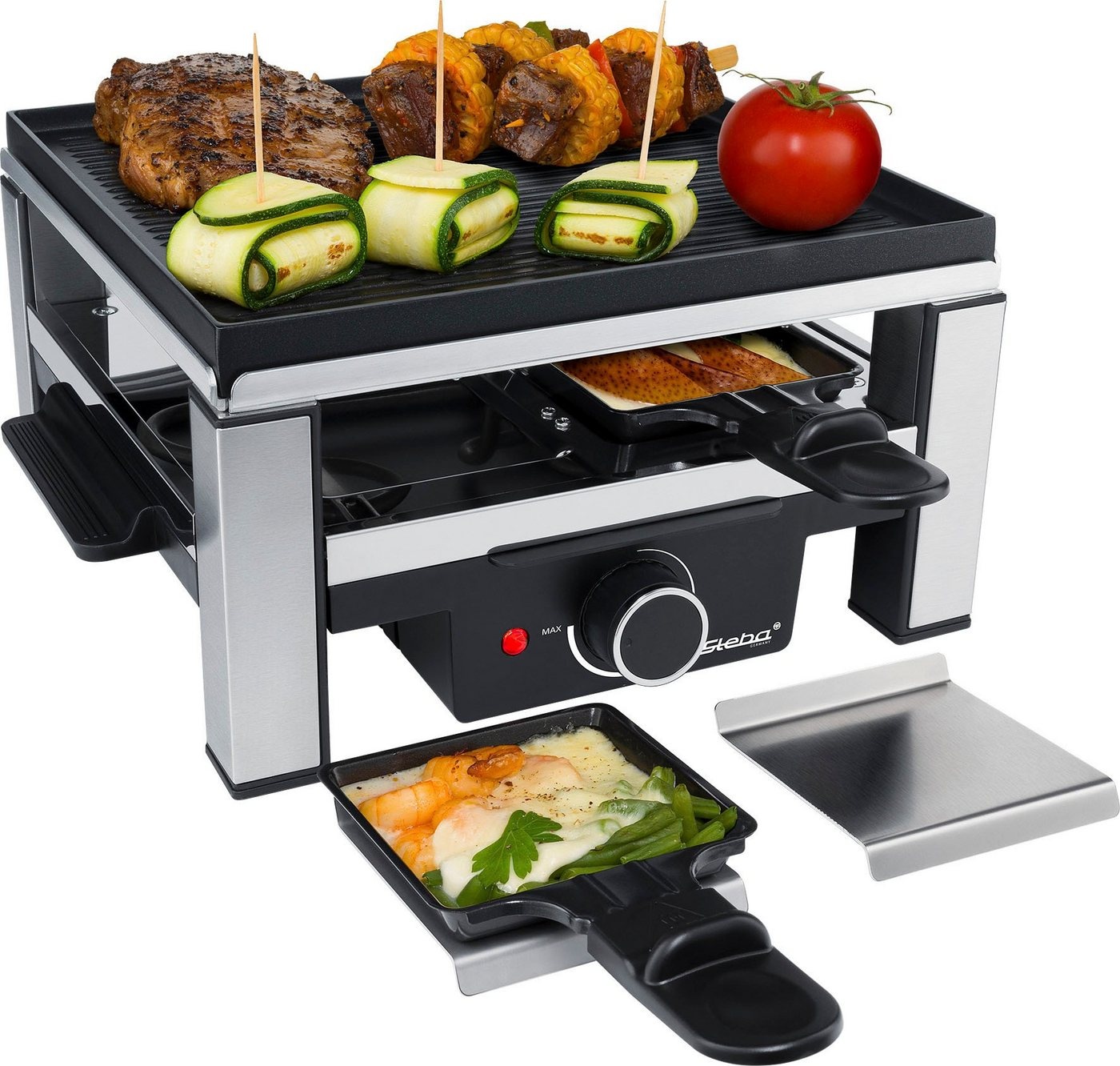 Produktbild Steba Raclette RC 104, 4 Raclettepfännchen, 900 W schwarz