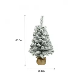 Kaemingk Tannenbaum künstlich im Jutesack 60cm Grün / Weiß