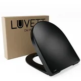 LUVETT WC-Sitz D140 Softclose Absenkautomatik, Duroplast, Geberit Renova Icon, D-Form (2 Montagevarianten von oben), mit Original SoftClose® Absenkautomatik, Duroplast, WrapOver schwarz