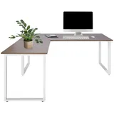 HJH Office Eckschreibtisch WORKSPACE XL I Grau/Weiß Schreibtisch mit großer Arbeitsfläche, Stahlgestell