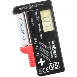 kraftmax LCD Akku- und Batterietester für Batterien und Akkus AAA AA C D und 9V