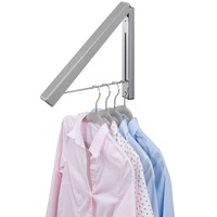 mDesign Klapphaken für die Waschküche - klappbarer Kleiderhaken aus Metall zum Trocknen von Hemden - wandmontierter Kleiderhalter für Kleiderbügel - grau