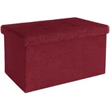 Intirilife Faltbare Sitzbank 49x30x30 cm in GRANAT ROT - Sitzwürfel mit Stauraum aus Stoff mit Mulden