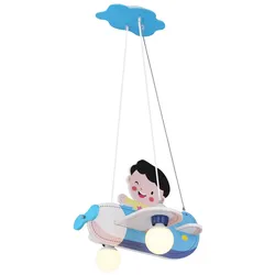 Hängelampe, Flugzeug Design, blau, L 43 cm