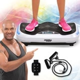 Miweba Sports Fitness 4D Wave Vibrationsplatte MV300 | 3 JAHRE GARANTIE - Armband Fernbedienung - 800 Watt - Bluetooth Lautsprecher - Trainingsbänder - Led - große Trittfläche (Weiß)