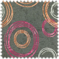 AKTION Reststück 1 Meter Jacquard Flachgewebe Möbelstoff Circle Anthrazit / Pink / Orange