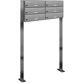 AL Briefkastensysteme Durchwurfbriefkasten 6 Fach Silber