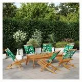 vidaXL Gartenstühle 6 Stk. Klappbar Grün Stoff und Massivholz