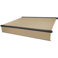 Mendler Elektrische Vollkassetten-Markise T124, 4x3m ausfahrbarer Volant Polyester Creme,
