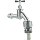 tecuro Auslaufventil 1/2 Zoll, Knebeloberteil, Rohrbelüfter Dvgw, Schlauchtülle - Ms mattverchromt