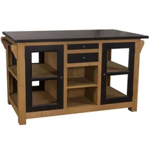 Casa Padrino Küchenbuffet Landhausstil mit Arbeitsplatte 150 x 90 x 90 cm Schwarz