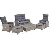 Konifera »Monaco«, (Set, 16 tlg., inkl. Auflagen, Alu, Polyrattan), höhenverstellbarer Tisch 43,5 - 66,5 cm, grau,