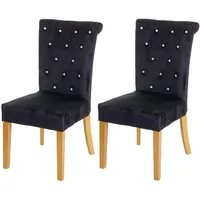 MCW Esszimmerstuhl MCW-D22, Stuhl Küchenstuhl, Nieten Samt ~ schwarz,