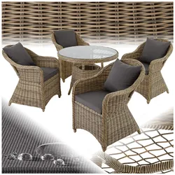 tectake® Rattan Sitzgruppe, mit Aluminiumgestell, wetterfest und UV-beständig, hochwertiges Geflecht, Stühle vormontiert