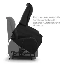 RABURG Fernsehsessel mit Aufstehhilfe in SEIDEN-SCHWARZ & Schlafsessel XXL mit Liege- & Relaxfunktion aus Soft-Touch-Kunstleder