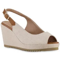 VAN HILL Damen Keilsandaletten in Beige