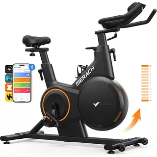 Merach - Heimtrainer Fahrrad, magnetisches Fitnessbike mit APP für Zuhause, bis 158kg leise,