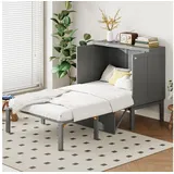 Tongtong Schrankbett Jugendbett, Wandklappbett, Kinderbett vertikales Schrankbett mit Lattenrost, 90x200 cm, Grau grau