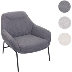 Lounge-Sessel HWC-J77, Cocktailsessel Sessel, Boucl√© Stoff Metall ~ dunkelgrau