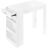 Woltu Bartisch mit 1 Schublade & 3 Ablagen 100 x 50 x 100 cm Weiß