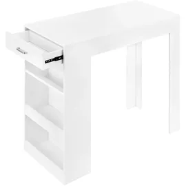 Woltu Bartisch mit 1 Schublade & 3 Ablagen 100 x 50 x 100 cm Weiß