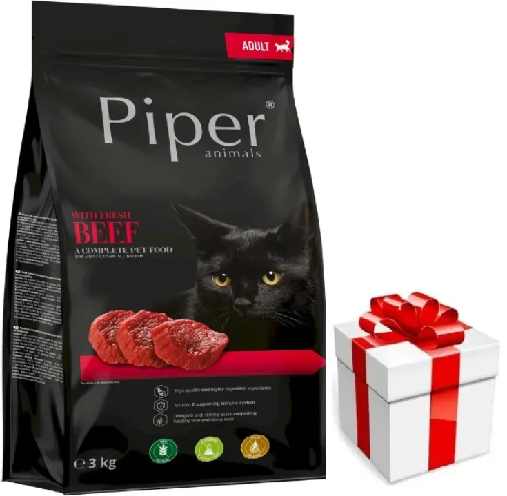 DOLINA NOTECI Piper Animals mit Rindfleisch für Katzen 3kg  + Überraschung für die Katze