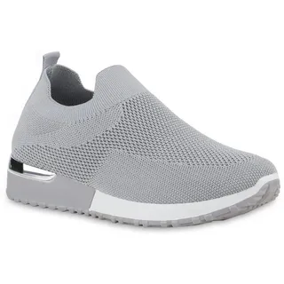 VAN HILL 21710237 BK113 Damen Sportschuhe Grey 37 Slip-On Sneaker Damen Slip Ons Sportschuhe Sportliche Strick Profil-Sohle grau 37 EU