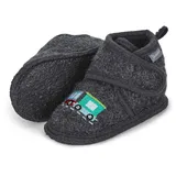 Sterntaler Baby Hausschuhe Eisenbahn Babyschuh - Hausschuhhe Baby - Low-Top Babyschuh mit Kunststoff Sohle - dunkelgrau,