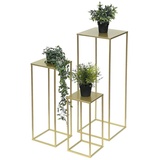 DanDiBo Ambiente DanDiBo Blumenhocker Metall Gold Eckig 3er Set Blumenständer Beistelltisch 96406 Blumensäule Modern Pflanzenständer Pflanzenhocker